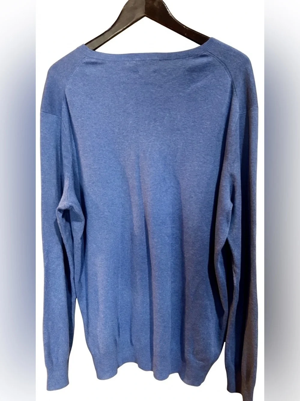 Polo Ralph Lauren Pima Cotton V-Neck Sweater LT Slate Blue Yellow Pony